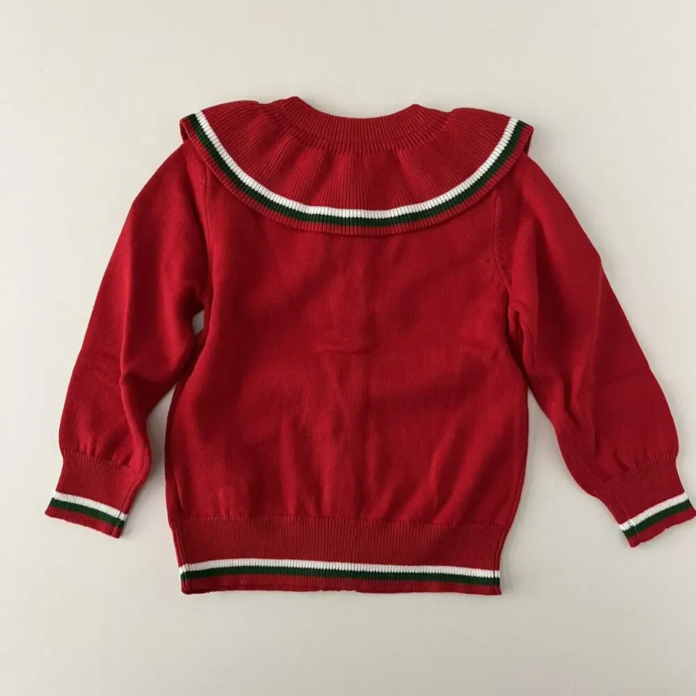 NEW Girlhood Red Ruffle Collar Sweater